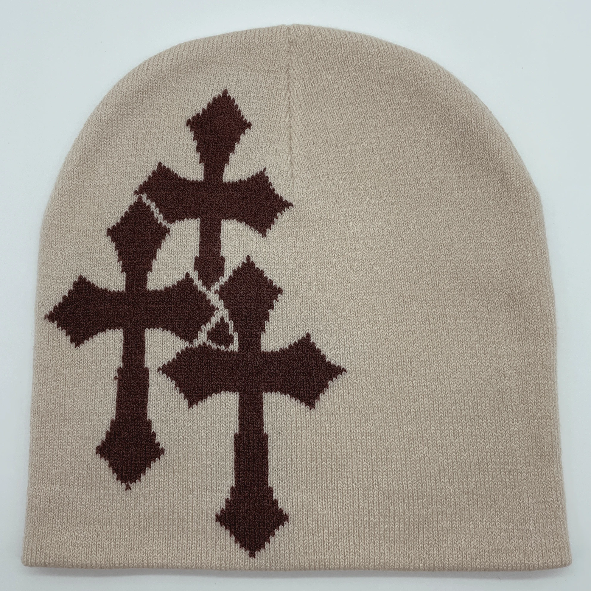 Y2K Crucifix Jacquard Knitted Hat, European And American Popularity Hip Hop Hat, Street Trend Fashion Personality Adult Hat photo 4