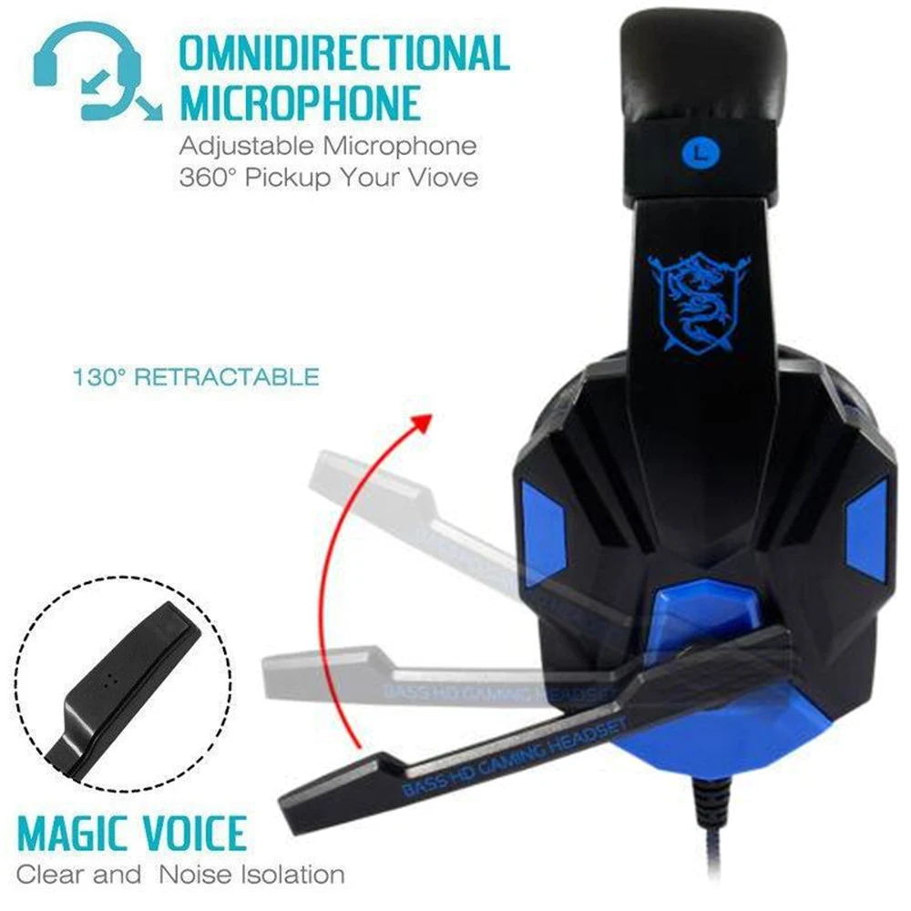 3.5mm Wired Headset Gaming Headset 120° Adjustable Gamer Headset With Noise Cancelling Microphone For PS4/PS5/Xbox/Smartphone/PC photo 4
