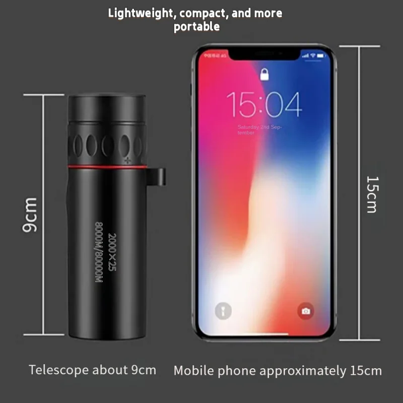 2000x25 HD Monocular Telescope Mini Portable Mobile Phone Telescope with Holder Outdoor Camping Hunting Birdwatching Telescopes photo 3