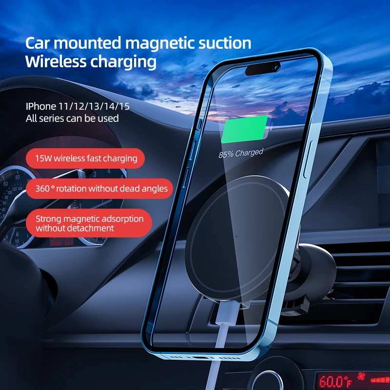 VIKEFON Magnetic Car Wireless Charger For iPhone 12 13 14 15 Pro Max Air Vent Car Phone Holder Stand Fast Car Charging photo 6