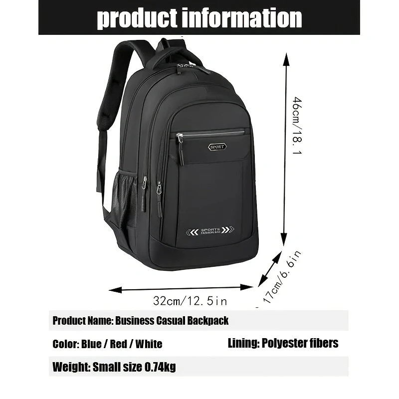 Unisex Sport Oxford Backpack Large Capacity Lightweight Water Resistant Casual Daily School Travel Laptop Rucksack Bag photo 3