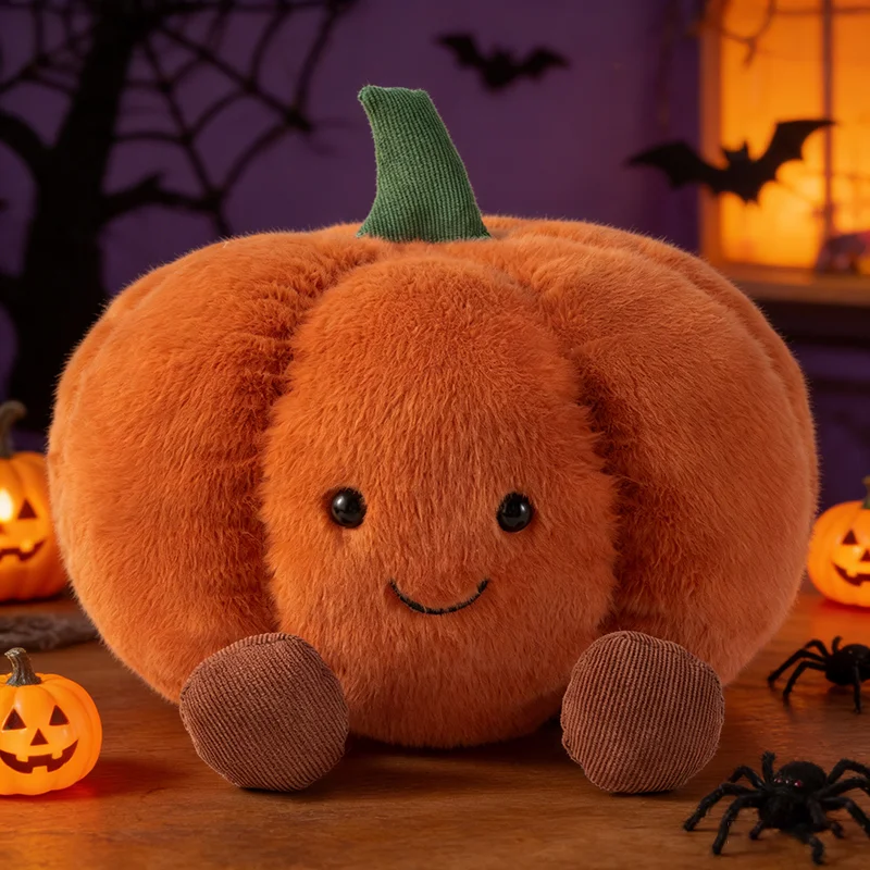 Soft Cartoon Pumpkin Stuffed Doll Cute Plush Toy Halloween Decor Pillow photo 2