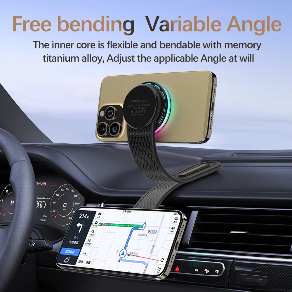 AIXXCO Car Phone Holder Magnetic Wireless Charger 15W Fast Charging Car Charger Holder For iPhone 16 15 14 13 Pro Max photo 5