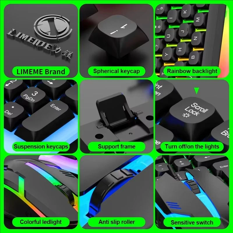 GTX350 Gaming Keyboard Mouse Combos Computer Laptop Backlight Gamer Kit LED Wired Usb Keyboard GTX350 Set-Black photo 4