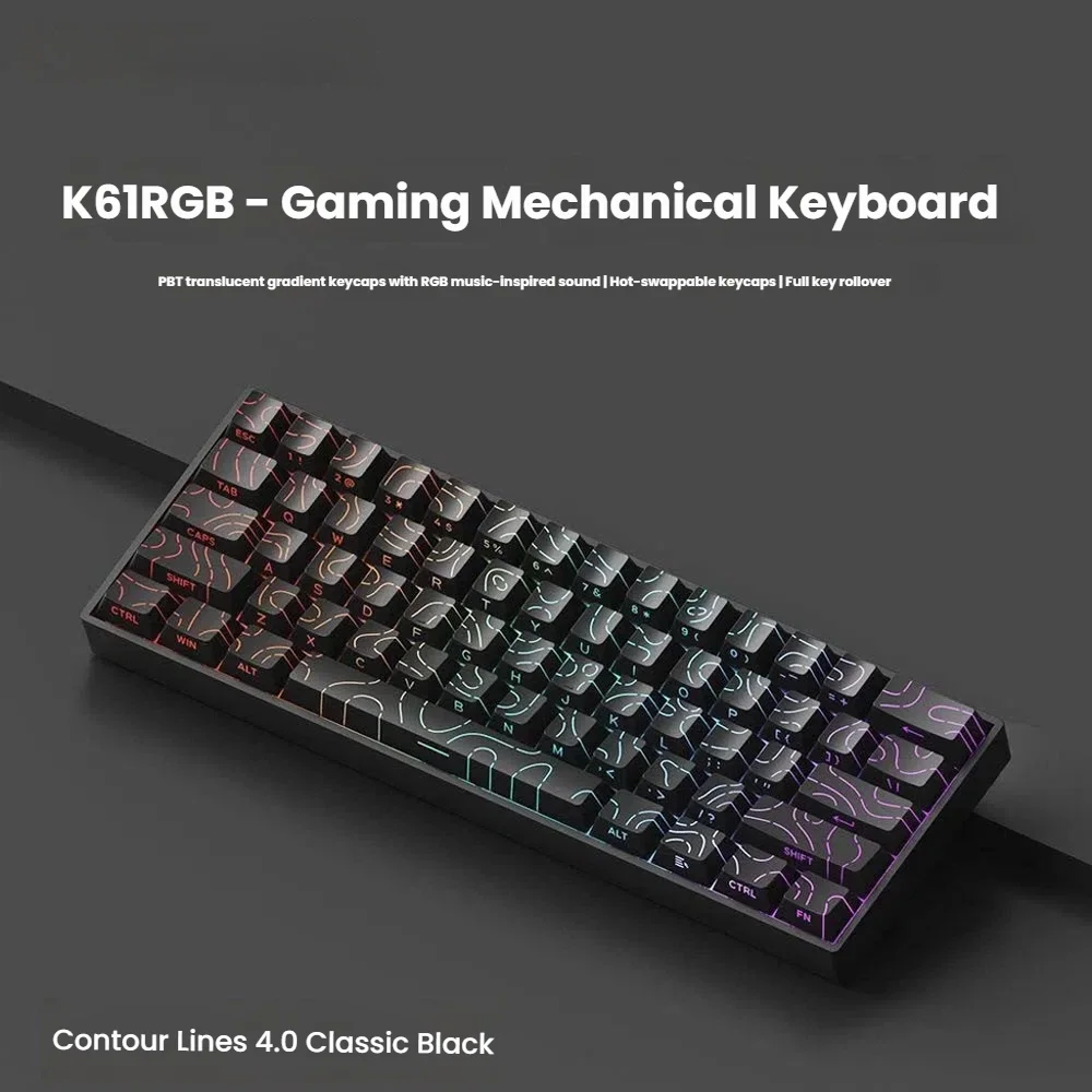 K61 USB Mini Mechanical Gaming Wired Keyboard Hot-Swappable Mechanical Keyboard Detachable Cable photo 4