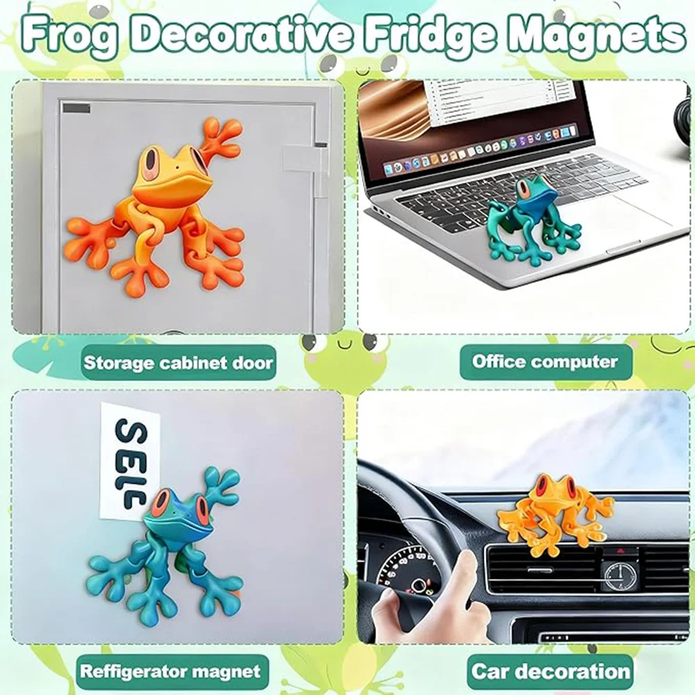 3D Printed Magnetic Articulated Frog Fidget Toy Cute Flexi Animal Model Fridge Magnet Stress Relief Sensory Gift Desktop Decor photo 6