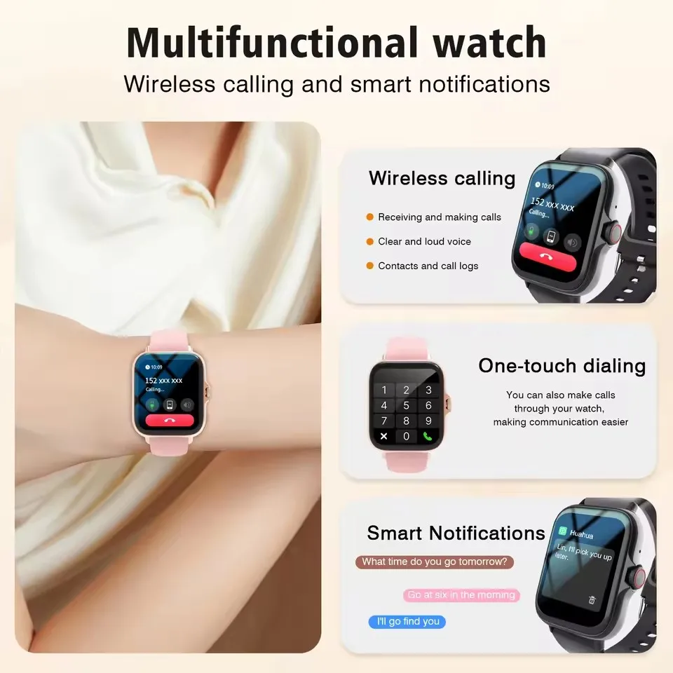 Men Women Smart Watch 1.83''Waterproof Fitness Sports Watch Answer Call Sleep Sport Pedometer Information Alerts Smartwatch HT30 photo 4
