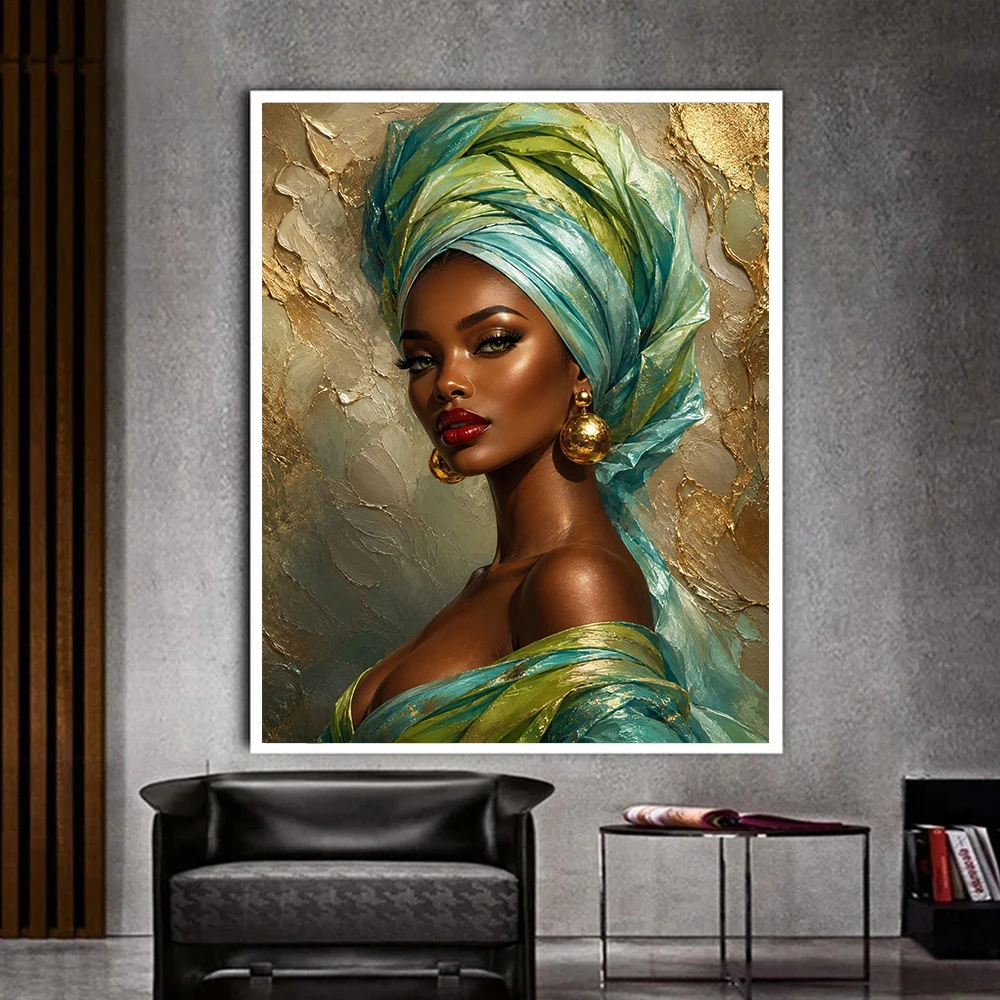 African American Woman Portrait Canvas Painting Wall Art Ethnic Black Women Poster Print For Living Room Office Home Decor photo 3