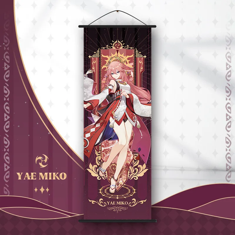 Genshin Impact Scroll Canvas Painting Columbina Sandrone Flins Home Decor Wall Hanging Anime Poster Wall Art Room Decoration photo 6