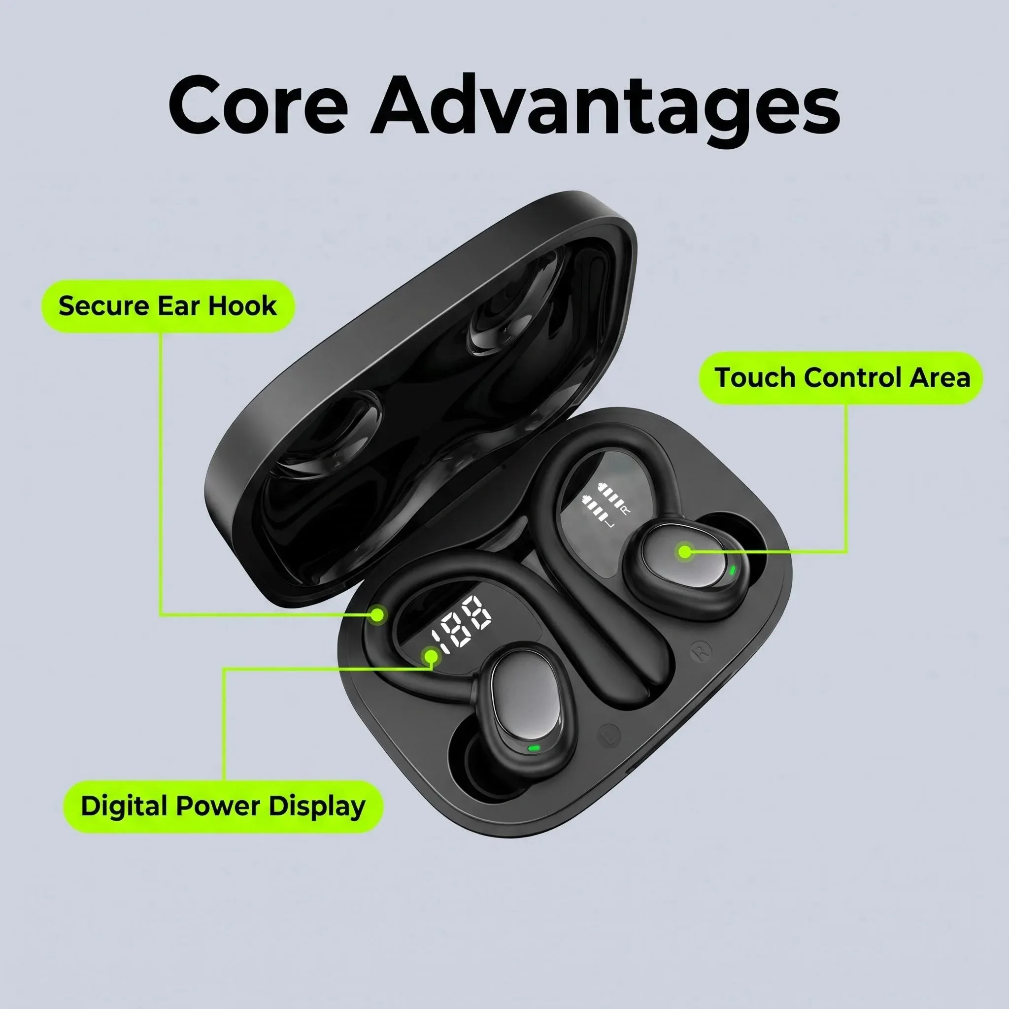 Original Lenovo Clip Open-Ear TWS Earbuds SP180 Wireless Earphone Bluetooth Headphone Comfortable Wear Long Battery With Mic photo 2