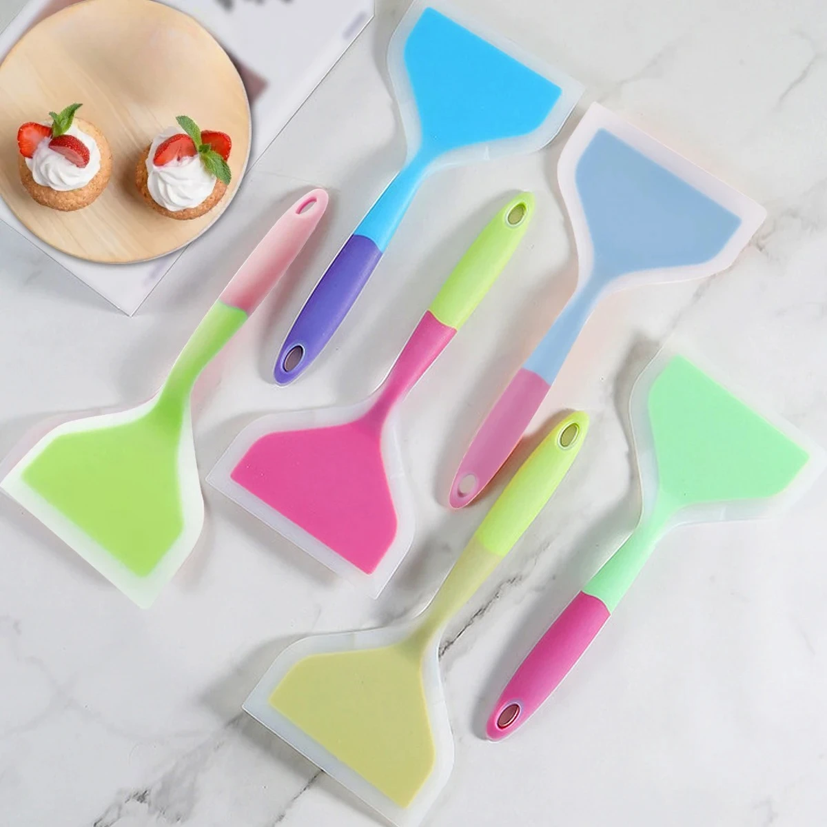Silicone Spatula Cooking Utensils Beef Meat Egg Kitchen Scraper Wide Pizza Cooking Tools Shovel Non-stick Spatula Color Randomly photo 4