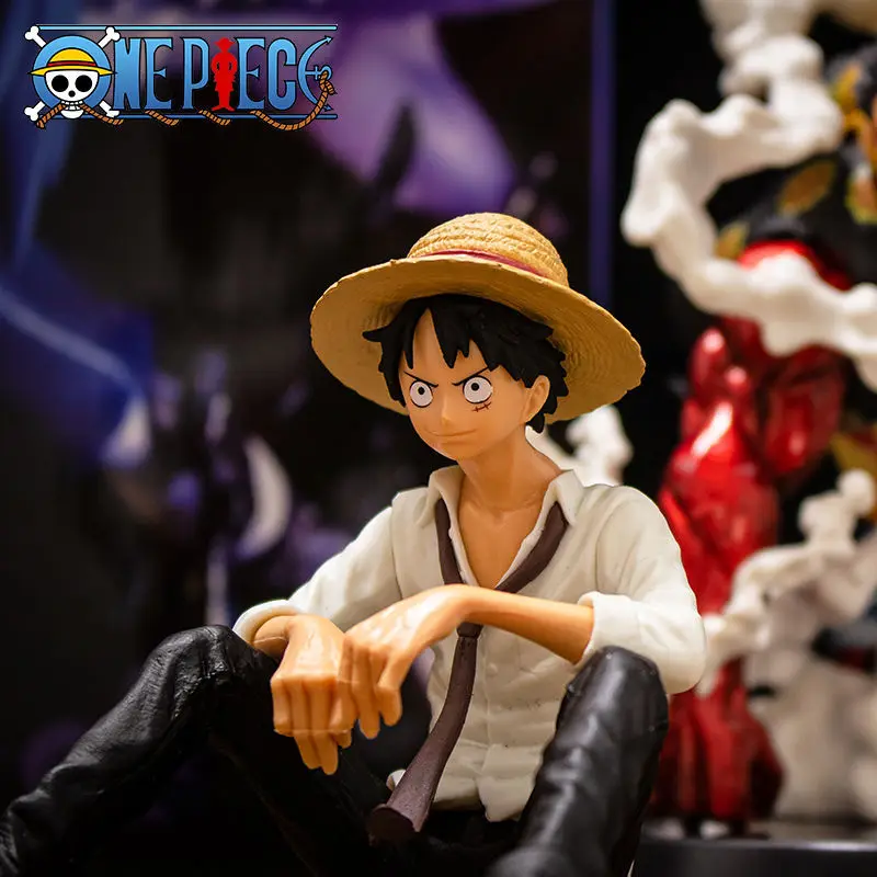 12cm One Piece Anime Figure Luffy Sitting Position Action Figure PVC Model Collection Statue Figurine Doll Toy For Birthday Gift photo 3