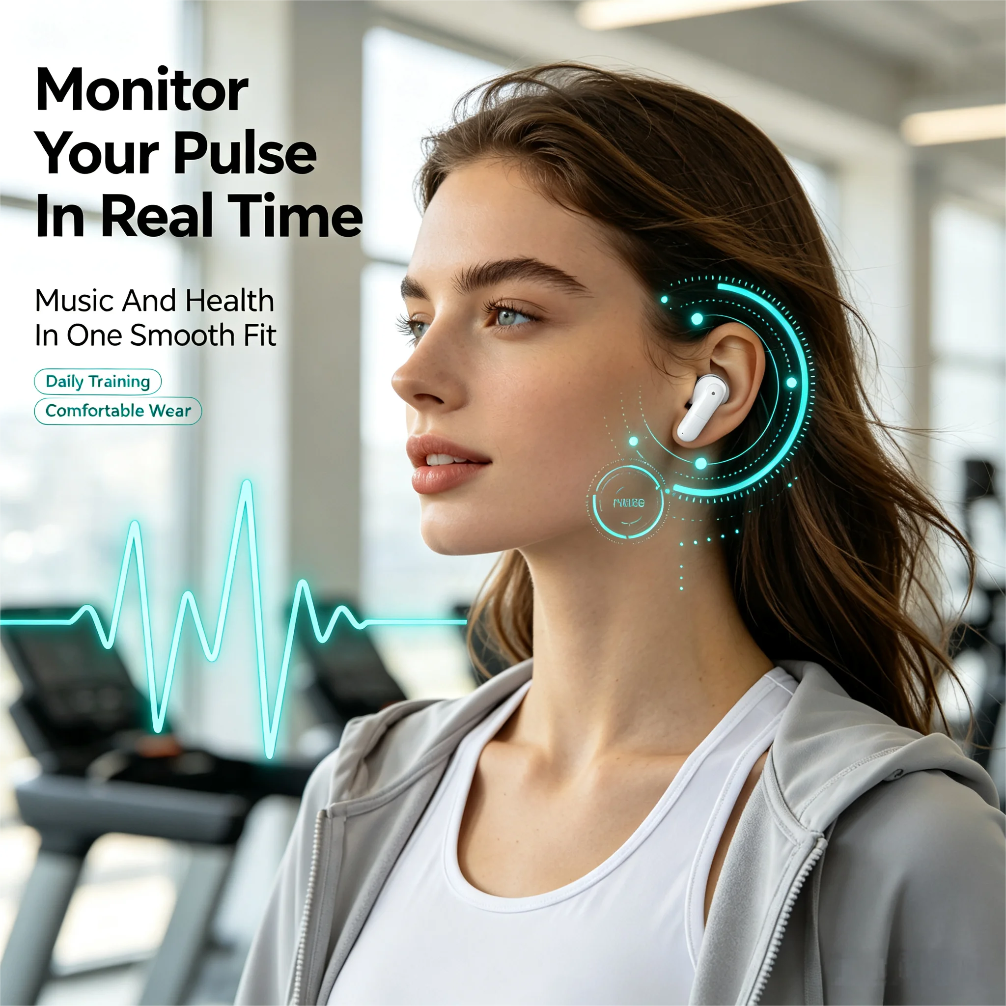ZZLOVE Wireless Heart Rate Monitor TWS Earbuds Noise Cancelling Bluetooth Sport Earphones Charging Case photo 7