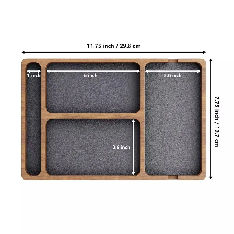 ooden Office Desktop Storage Box Solid Wood Partition Storage Box Mobile Phone Headphone Debris Storage Box Wooden Storage Tray photo 6