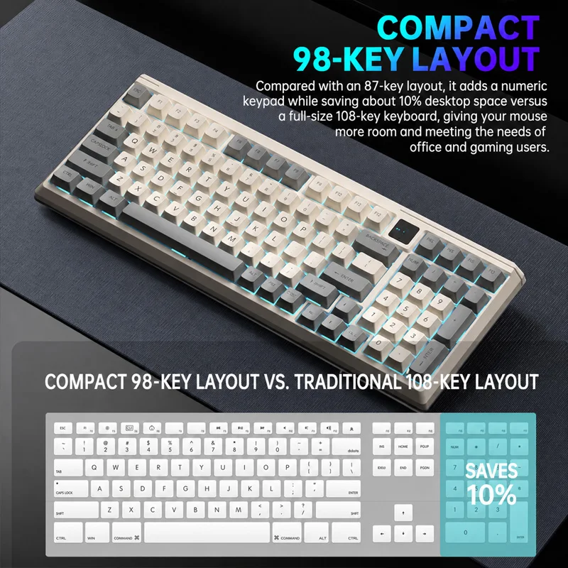Langtu T98 Wired RGB Custom Mechanical Keyboard, Silent Gaming Office Keyboard for PC Laptop, Red Blue Xiangyun Silent Switch, S photo 3