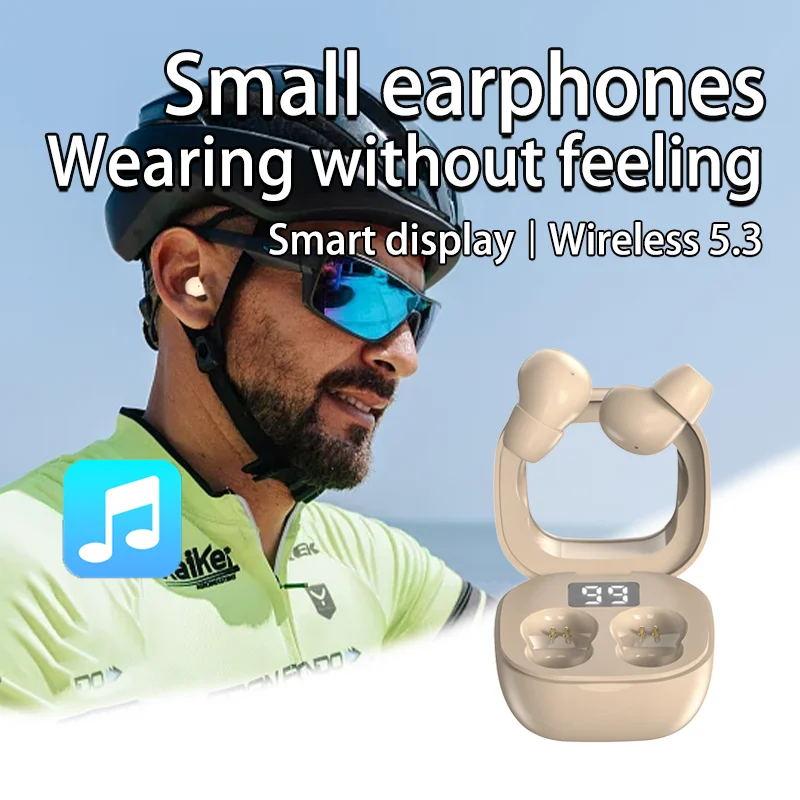 SK Small Headphones Wireless Bluetooth Headset Sport Sleeping Invisible Comfortable To Wear Bass Earbuds Earphone For All Phones photo 4