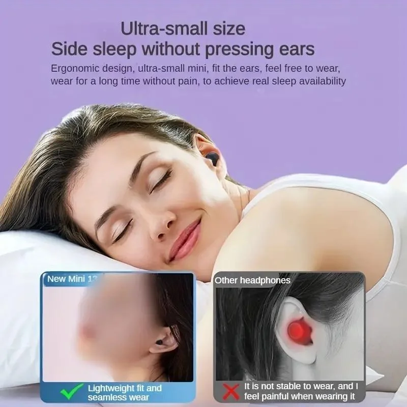 Mini Invisible Sleep Wireless Bluetooth Earbud Small TWS Stereo Sport Game Work In-ear Headphone Long Standby HD Call Earphone photo 5