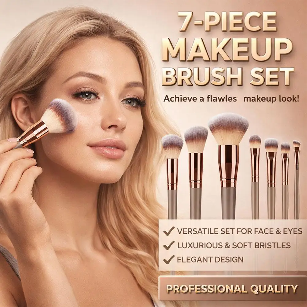 7PCs/Kit makeup brush custom Women Essential Foundation Makeup Brushes for Powder Concealers Eye Shadows Blush Make Up Brushes photo 6
