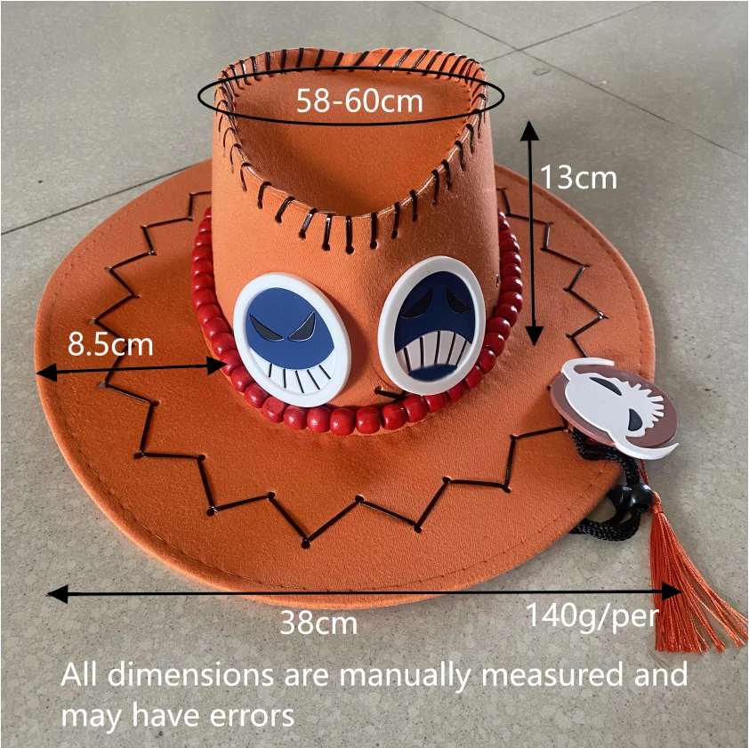 Brdwn Unisex Portgas D Ace Anime Cosplay Hats Cowboy Cap Adult Christmas Gift photo 4