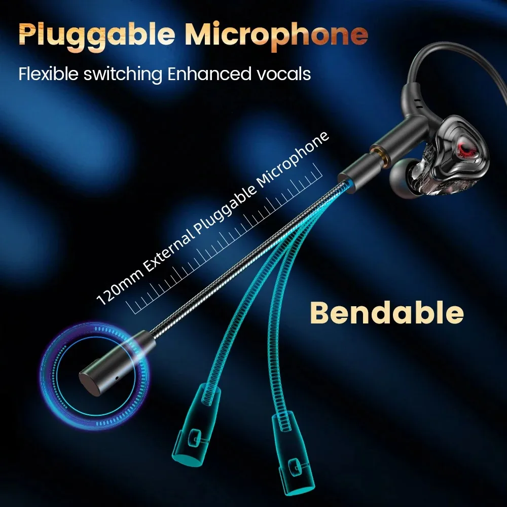 EARDECO Gaming Earbuds HD Mic Wired Headphones Bass HIFI Wired Earphone Headphone Headset Earhook Auriculares Noise Reduction photo 5