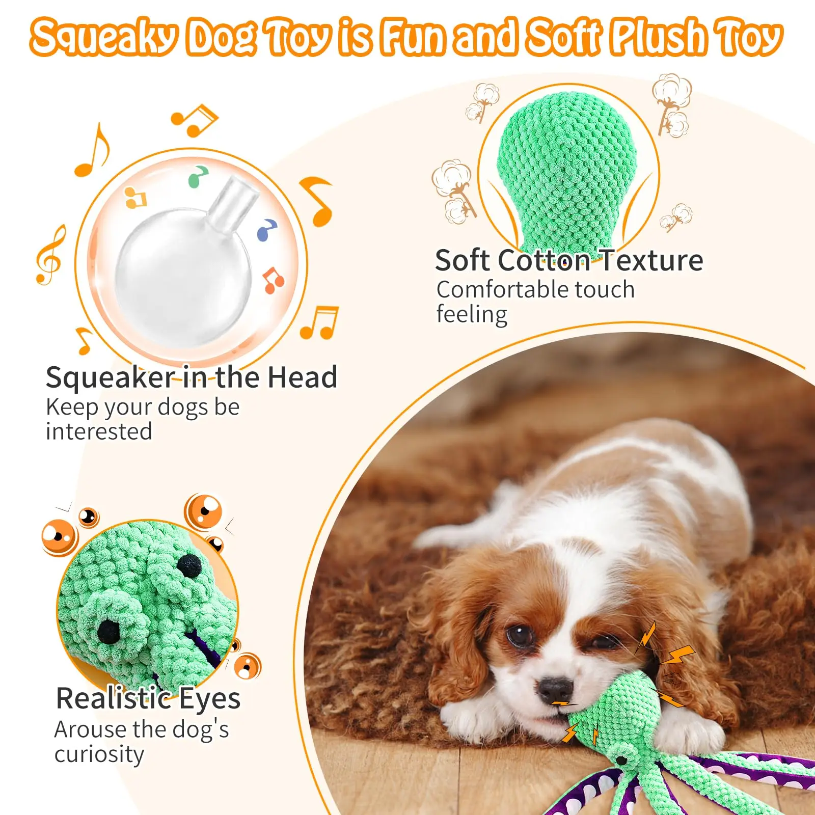Squeaky Octopus Plush Dog Toy Indestructible Teething Chew Toy Interactive Sound Pet Stress Relief Boredom Toy for Dogs and Cats photo 4