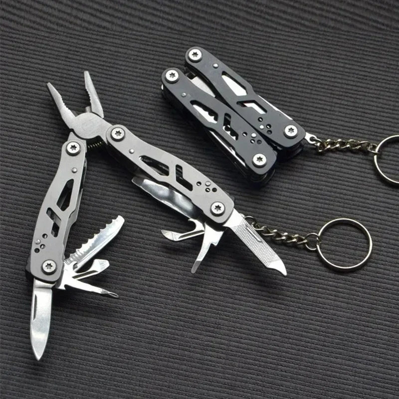 Mini Portable Camping Pliers Multi-functional Pliers Keychain Small Tool Stainless Steel Folding Pliers Outdoor Tools photo 1