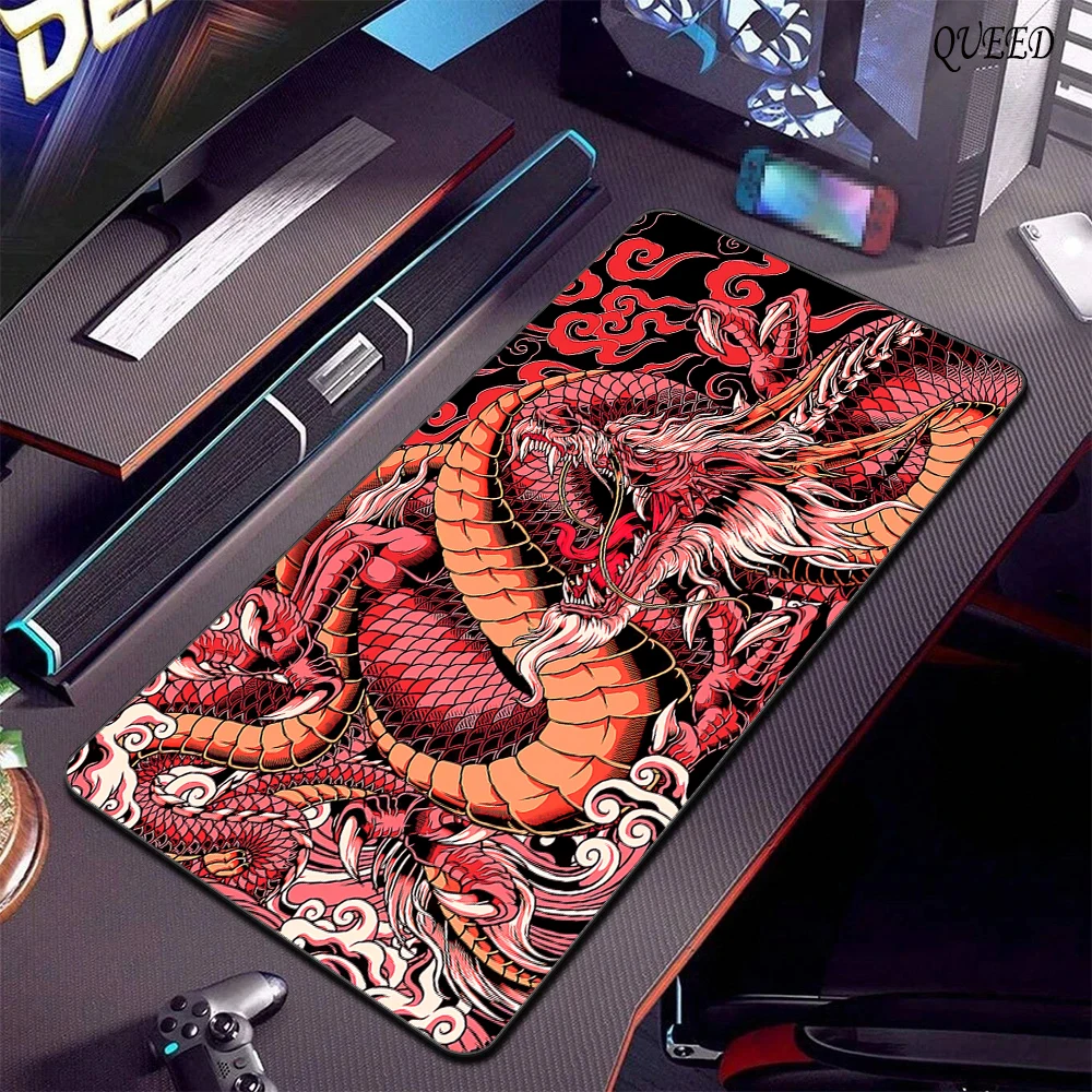 Black and White Dragon Large Mouse Mat Gaming Mousepad Big Rubber Base Mouse Pad Purple Deskpad Eyboard Mats Mousepads 400x900 photo 4