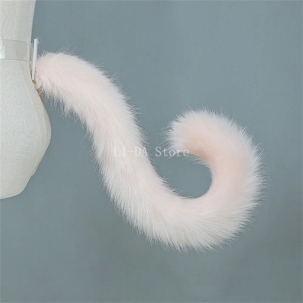 80cm Fluffy Cat Tail Furry Animal Tail Handmade Plush Realistic Tails Kawaii JK Lolita Anime Cosplay Costume Accessories photo 5