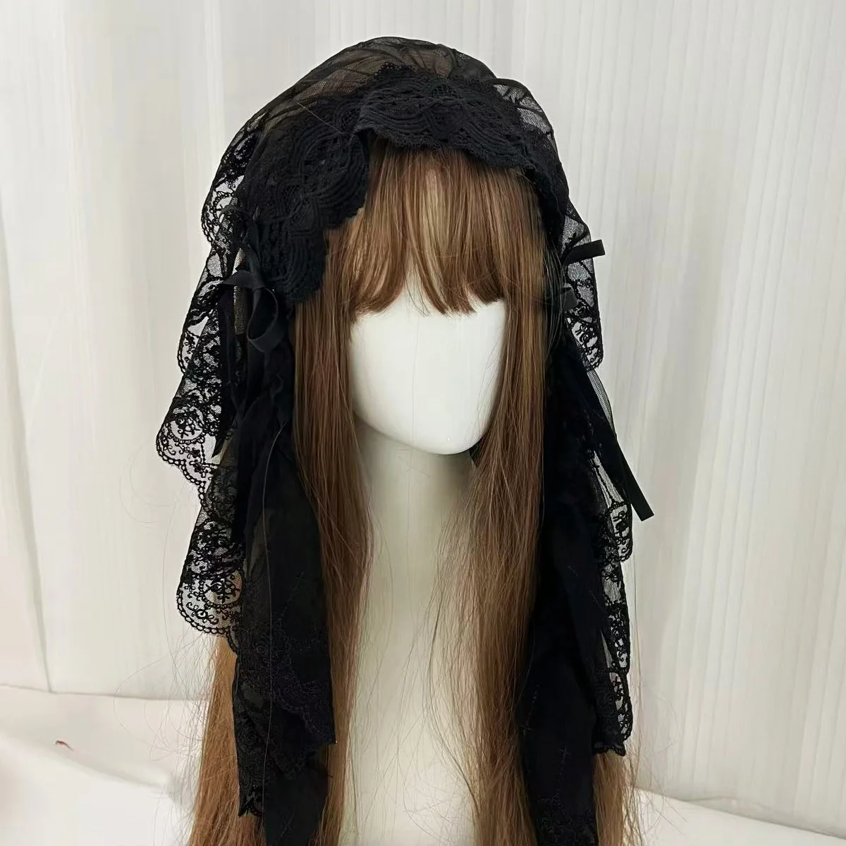 Gothic Harajuku Lolita Black and White Lace Headband Women's Veil Cosplay Headwear Female Sweet Halloween Hair Accessory photo 6