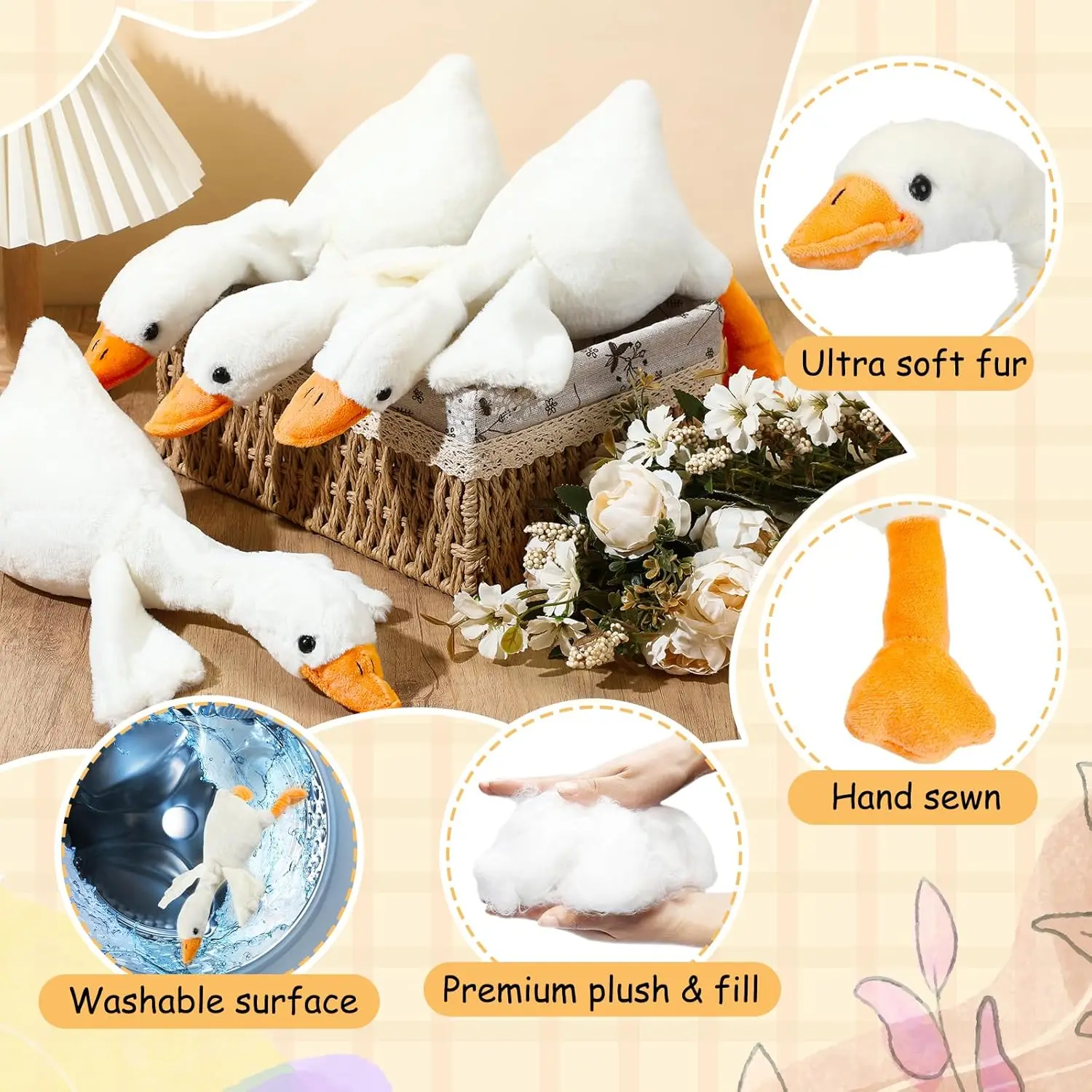 6/16PCS One Silly Goose Party Favors Stuffed Animal Plush Toy Baby Shower Birthday Party Gifts (Size:25CM) photo 6