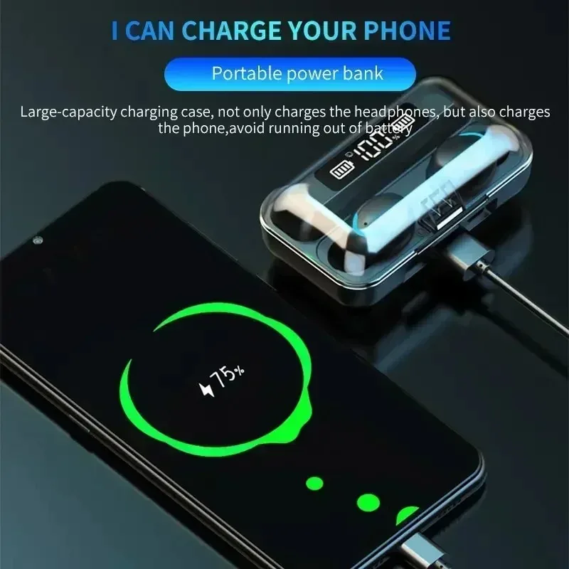 TWS Wireless Earphones Bluetooth Noise Canceling Earbuds Stereo Headphone LED Display Sports Headset With Mic photo 3