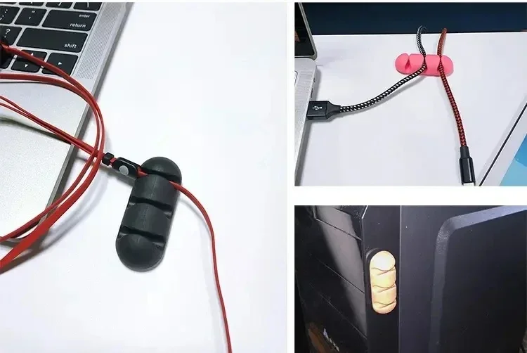 VIKEFON Cable Cord Wire Organizer Silicone USB Cable Winder Management Clips Self Adhesive for Mouse Keyboard Headset For iPhone photo 5