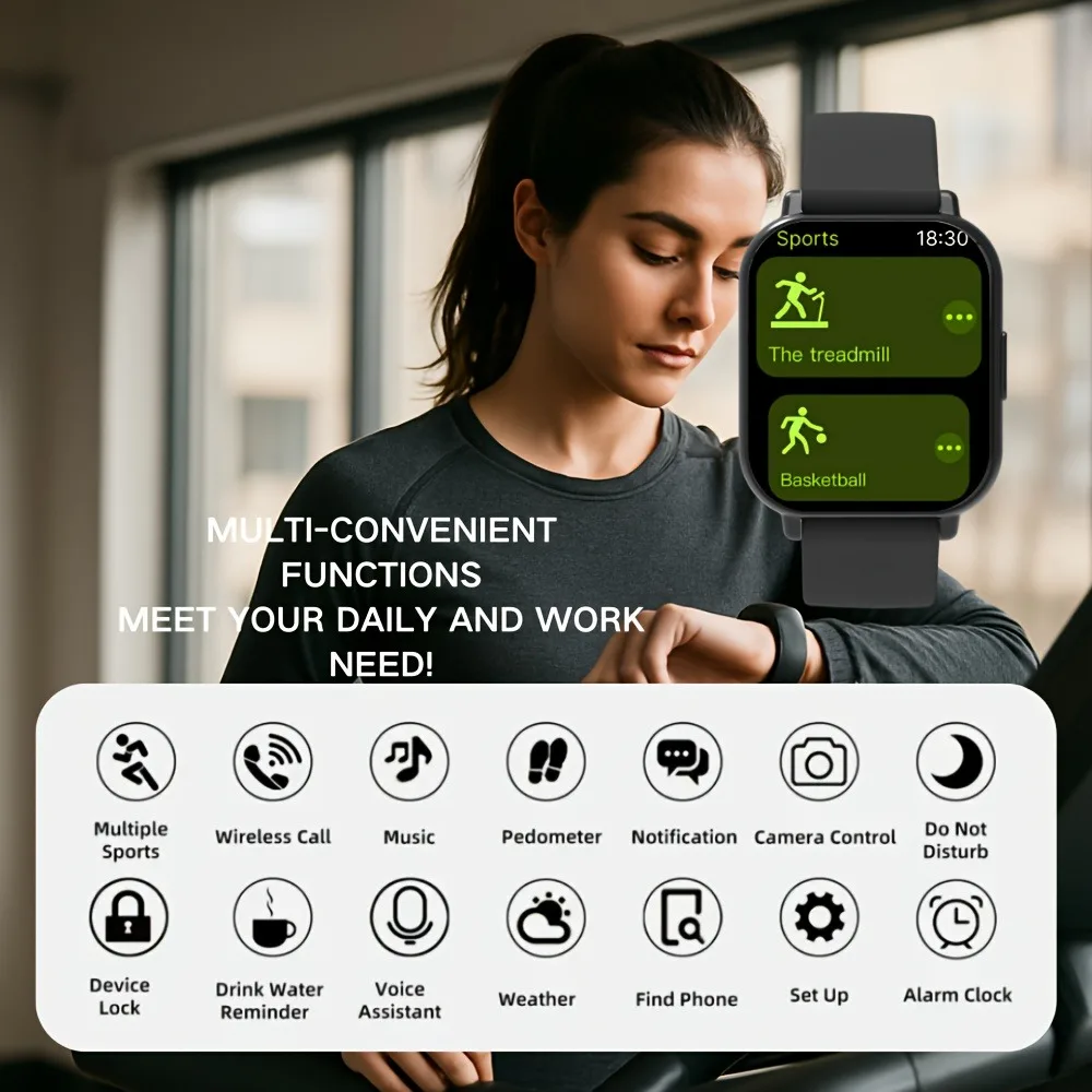 2026 Smart Watch for Men Women Square HD Screen: Wireless Calling with Dial Pad, Frequent Contacts Message Reminder photo 4