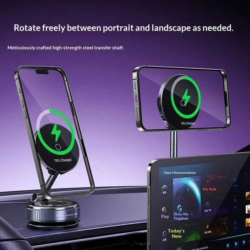 Vacuum Adsorption Magnetic Car Phone Holder 360° Rotatable Foldable Dashboard Phone Mount Strong Suction photo 4