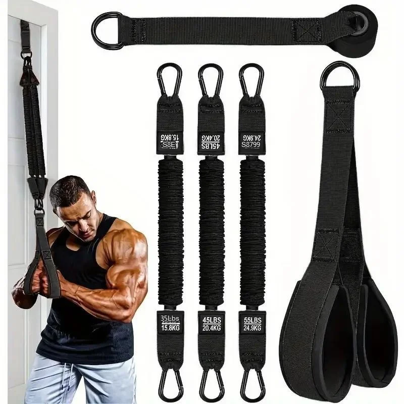 Resistance Bands Set Triceps Rope Home Gym Fitness Pull Rope Strength Workout Equipment Portable Exercise Bands for Men Women photo 1