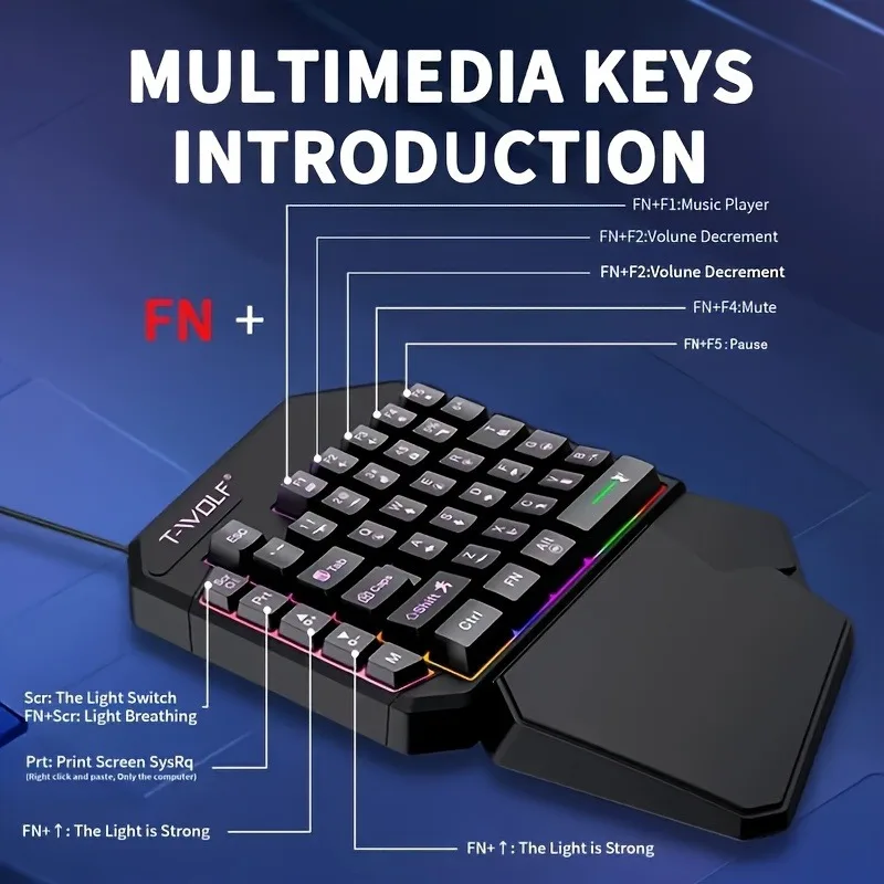2 In1TF900 Gaming Keyboard and Mouse Set Ergonomic Wireless Gaming Keyboard 7 RGB Backlighting, for PUBG Mobile Games /Laptop photo 5