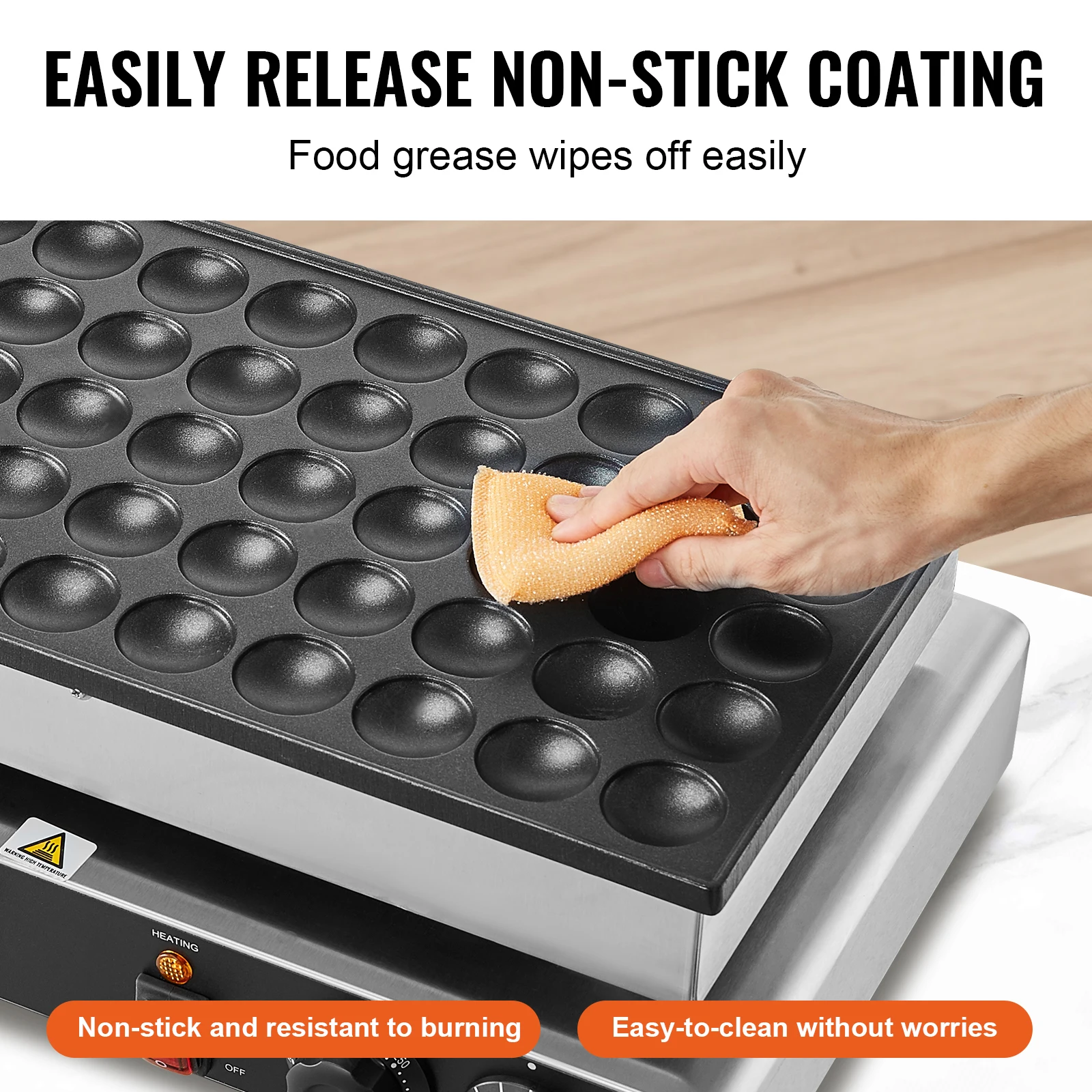 SucceBuy 50Pcs Mini Dutch Pancake Maker Dorayaki Baker Machine Commercial Non-stick Waffle Maker Dual Temp & Time Control photo 4