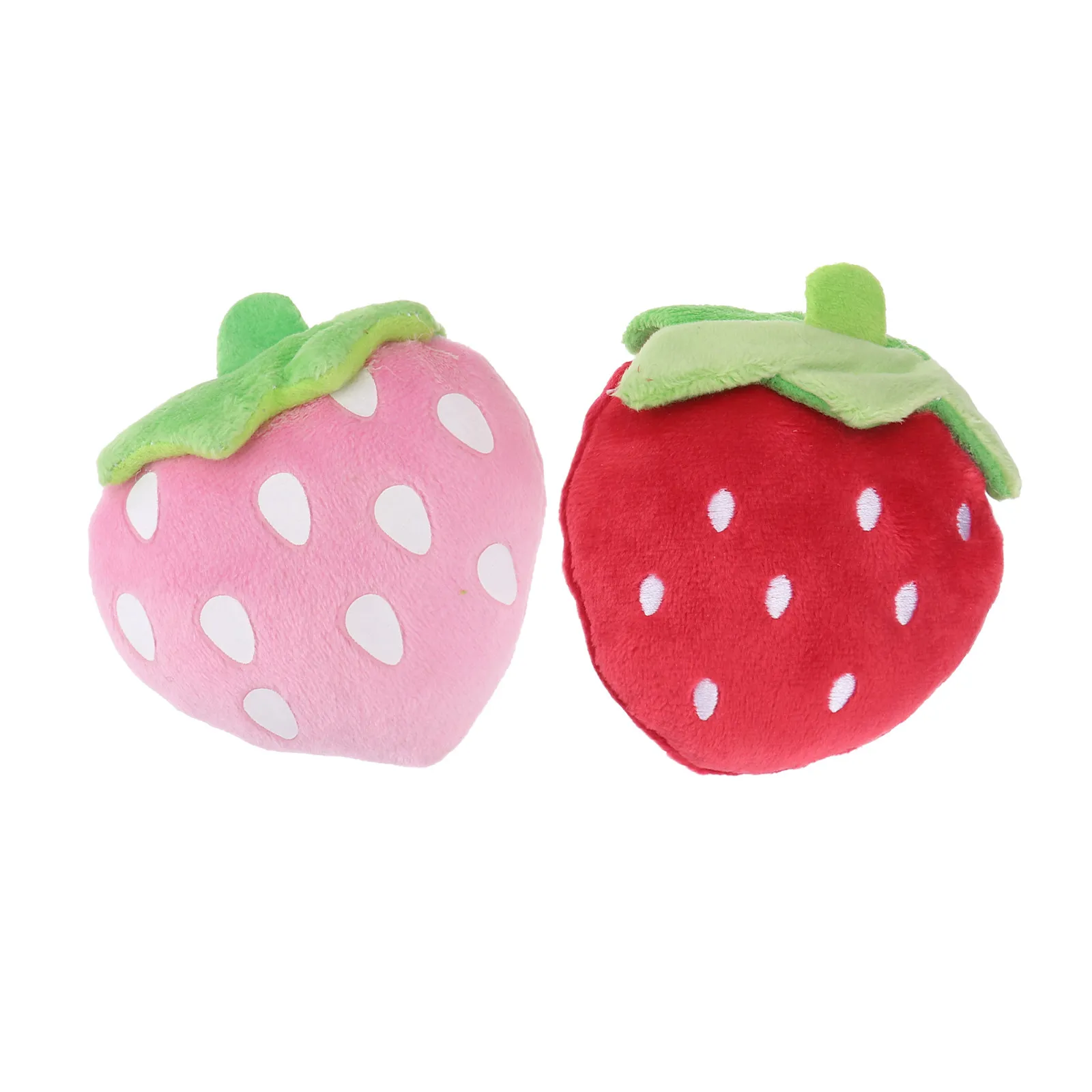 2Pcs Strawberry Squeaky Pet Chew Plaything Red Pink Soft Fruit Shape Dog Cat Sound Entertainment Pet Dog Chew photo 5