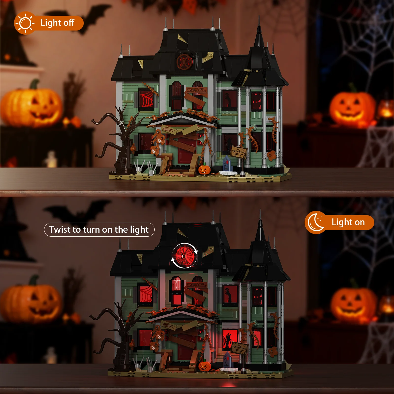 Horror Haunted House Building Blocks Set Neibolt Mansion Model Desktop Display Ornament Home Room Decoration Halloween Collectible Gift for Adult Hobbyists photo 5