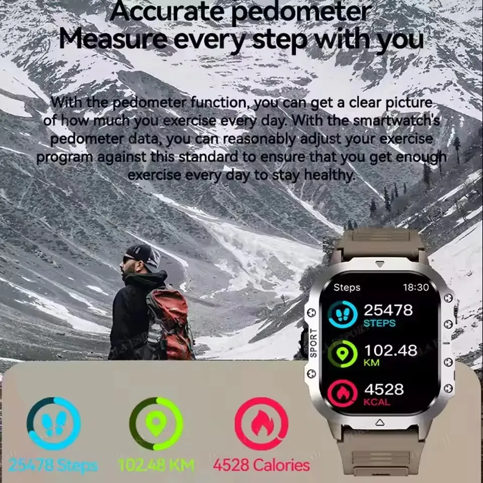 2026 New Rugged Military GPS Smart Watch Men Bluetooth Call Health Monitoring Sports 5ATM Waterproof Smartwatches Man Pk HT30 photo 5