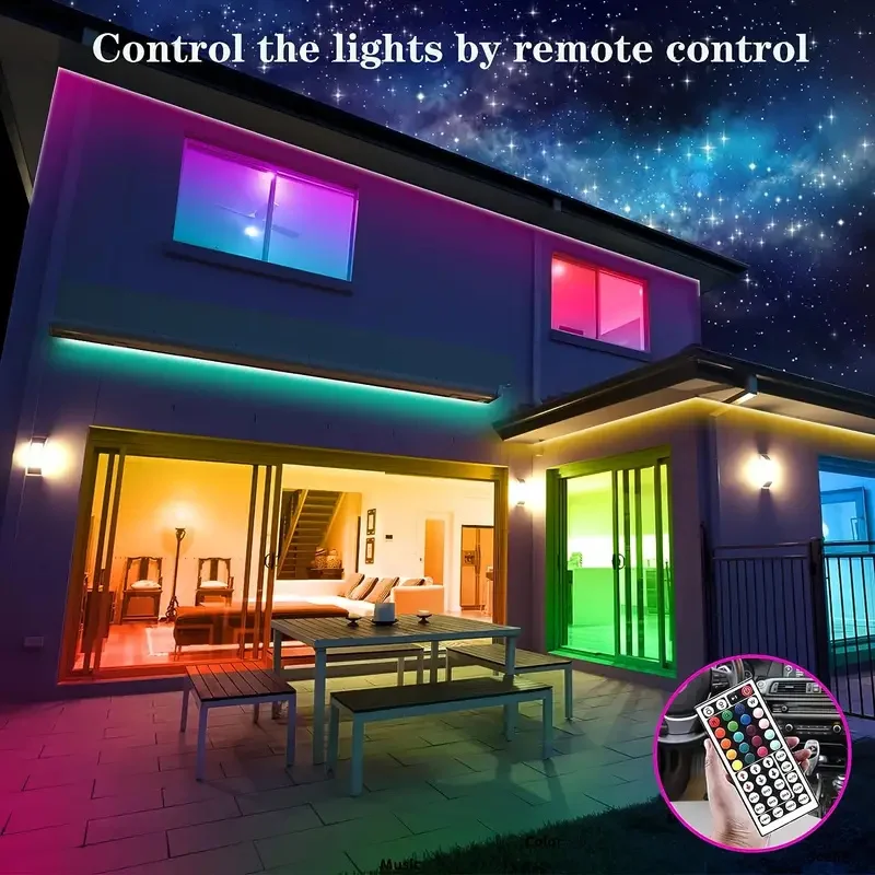 USB 5050 RGB LED Strip Lights with Remote Control 44 Lighting Modes Dimmable Million Gradient Colors for Bedroom Festival Decor photo 5