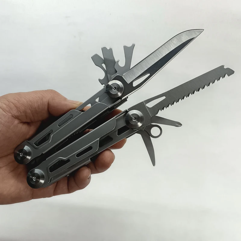 Stainless Steel Folding Multitool Pliers with Knife, Saw, Screwdriver, Can Opener, Bottle Opener for Camping, Hiking, Survival photo 2