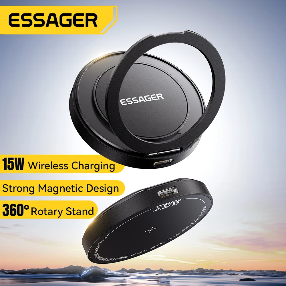 Essager Magnetic 15W Wireless Charger Fast Charging Pad Stand for iPhone 15 14  Airpods USB To Typec Phone Chargers Dock Station photo 3