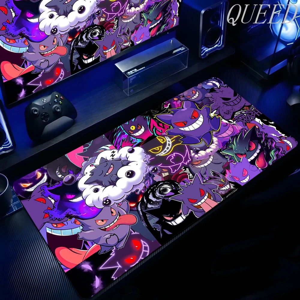 XXL Play Mat Laptop Black Gaming Accessories Mouse Pad Japan Anime Keyboard Rug PC P-pokemon Gengar Mousepad Gamer Keyboard Rug photo 1