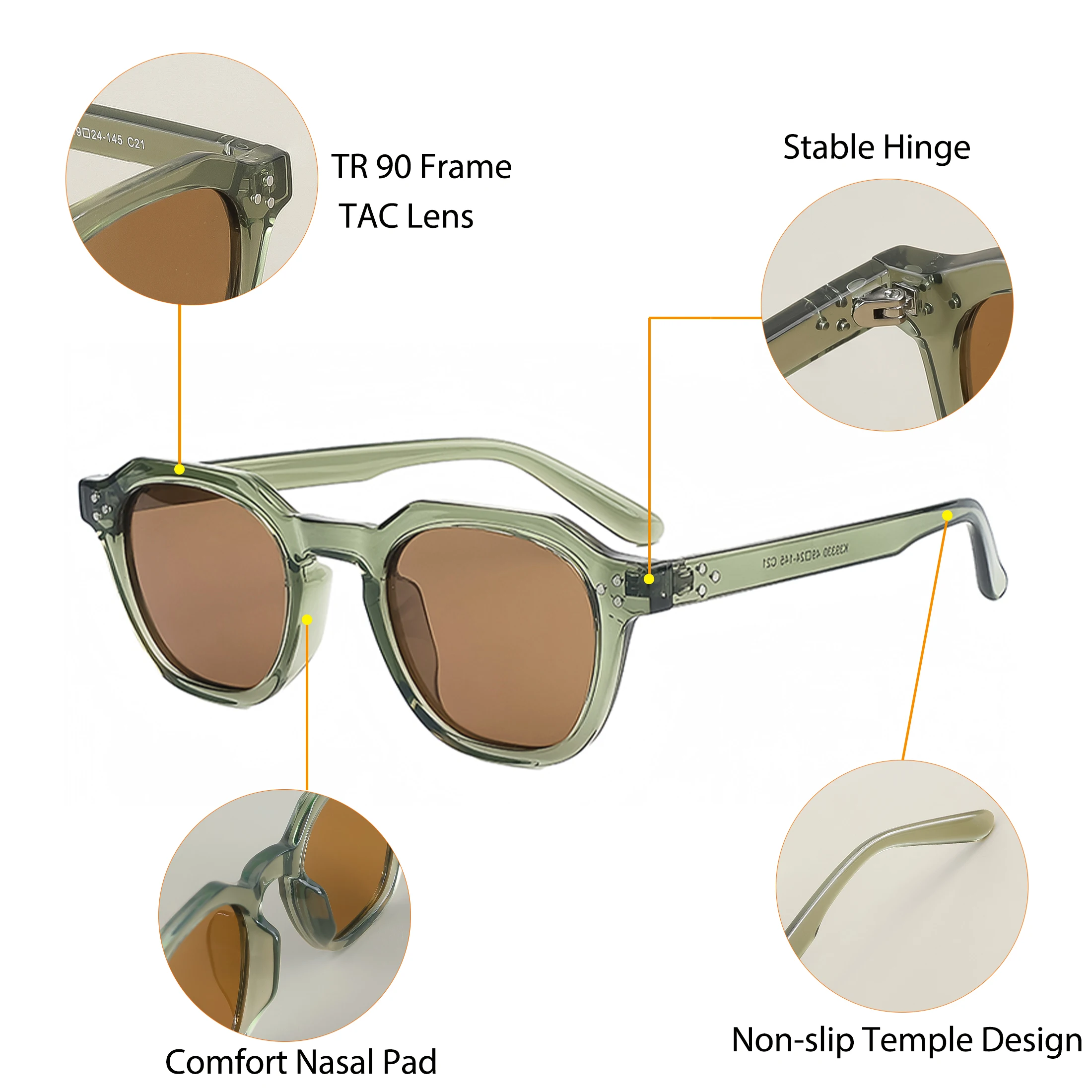 CATERSIDE Retro Polarized Sunglasses Men Ultralight TR90 Frame Polygon Women Sun Glasses Outdoor High Quality Travel  Eyewear photo 6