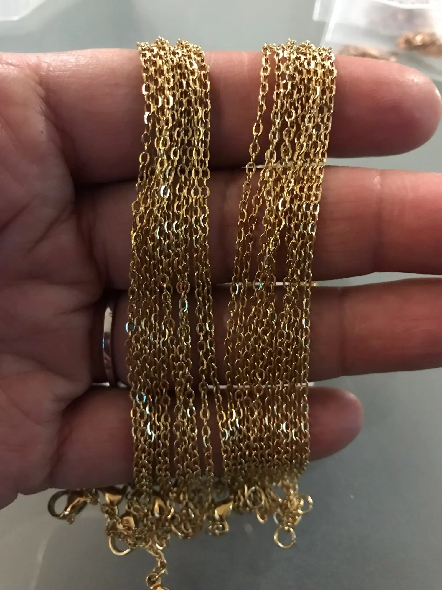 LUXUKISSKIDS Stainless Steel Chains DIY Jewelry Making O-Chain Necklace 10pcs/Lots 1.5/2MM Woman Accessories Choker 18K Golden photo 4