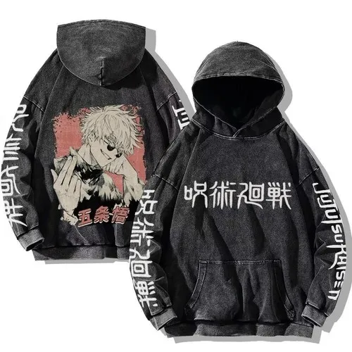 Japanese Jujutsu Kaisen Anime Hooded Washed Hoodie Autumn and Winter New Men's and Women's Loose Versatile Couple Top photo 2