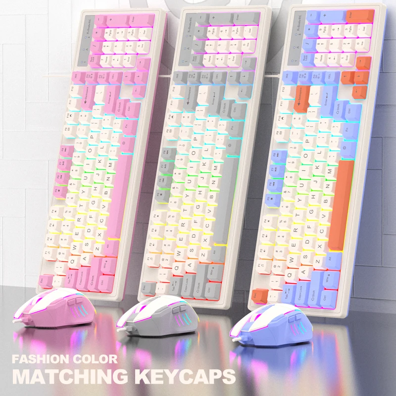 KM800 wired mechanical tactile keyboard and mouse set 98 key e-sports gaming computer laptop office photo 6