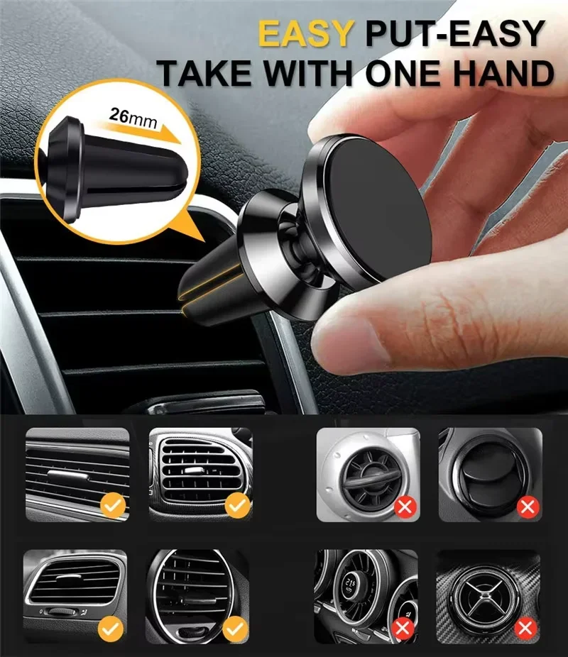 Magnetic Phone Holder Car Mount With Car Air Vent Clip Cellphone Mount Phone Bracket 360 Degree Adjustable Smart Phone Universal photo 4