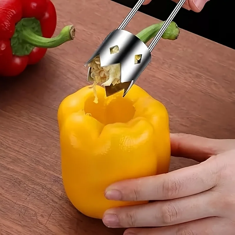 Stainless Steel Corers Portable Core Remover Fruit and Vegetable Core Extractor Kitchen Tools for Pitting Chili Peppers Melons photo 2